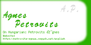 agnes petrovits business card